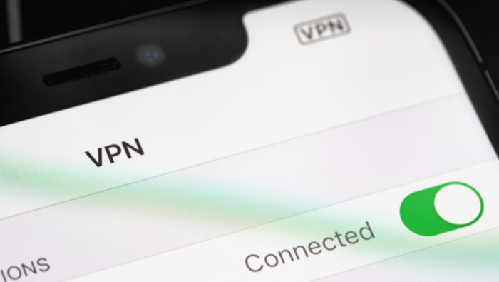 Phone with VPN toggle switched on and connected